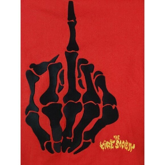 Runtz Fire Society Just‎ Grinz Hoodie Red Skeleton Mens Medium - Picture 3 of 10